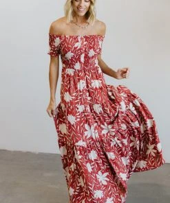 Soi Becca Smocked Maxi Dress | Rust