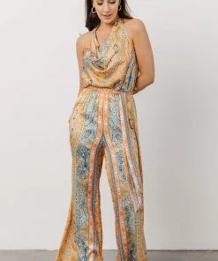 FT Beck Cowl Neckline Jumpsuit | Multi Print