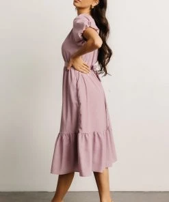 HAY Belinda Puff Sleeve Midi Dress | Lavender Dresses