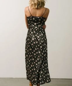 IL Bettie Bias Cut Midi Dress | Black + Cream Multi Floral