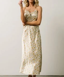 IL Bettie Bias Cut Midi Dress | Cream + Yellow Multi Floral Dresses