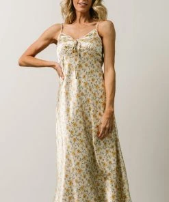 IL Bettie Bias Cut Midi Dress | Cream + Yellow Multi Floral Dresses