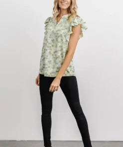 HAY Billie Top | Light Green Floral Vacation