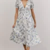 IBS Blakely Eyelet Midi Dress | Blue + White Floral Dresses