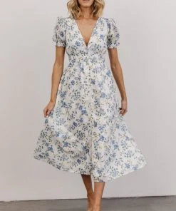 IBS Blakely Eyelet Midi Dress | Blue + White Floral Dresses