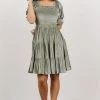 BB Custom Bliss Smocked Velvet Short Dress | Dusty Sage