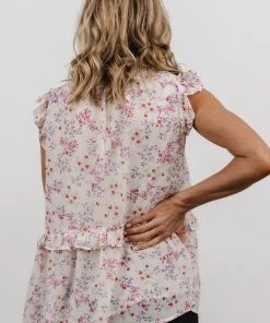 HAY Blossom Ruffle Top | Ivory Multi Floral Vacation
