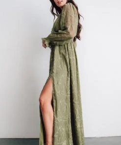 BB Custom Bridget Textured Maxi Dress | Dusty Olive Dresses