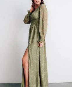BB Custom Bridget Textured Maxi Dress | Dusty Olive Dresses