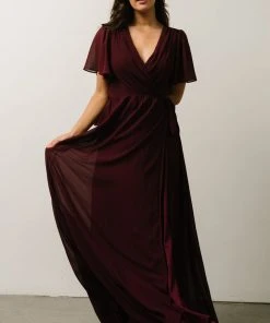 Soi Brighton Wrap Maxi Dress | Burgundy Dresses