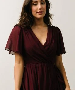 Soi Brighton Wrap Maxi Dress | Burgundy Dresses