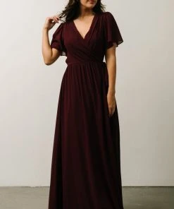 Soi Brighton Wrap Maxi Dress | Burgundy Dresses