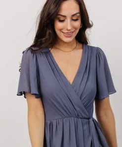 Soi Dresses Brighton Wrap Maxi Dress | Slate Blue