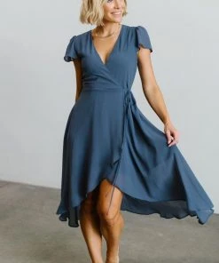 Soi Dresses Bristol Midi Wrap Dress | Blue
