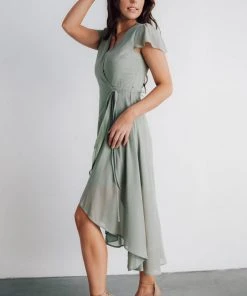 Soi Dresses Bristol Midi Wrap Dress | Sage