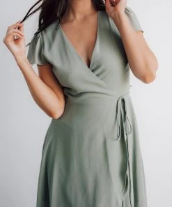 Soi Dresses Bristol Midi Wrap Dress | Sage