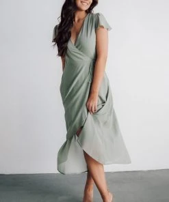 Soi Dresses Bristol Midi Wrap Dress | Sage
