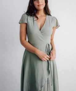 Soi Dresses Bristol Midi Wrap Dress | Sage