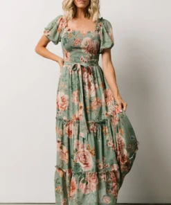 FT Britney Tiered Maxi Dress | Sage Multi Floral Dresses