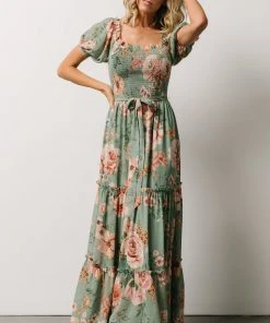FT Britney Tiered Maxi Dress | Sage Multi Floral Dresses