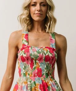 FT Dresses Britt Maxi Dress | Pink + Green Floral Print