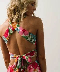 FT Dresses Britt Maxi Dress | Pink + Green Floral Print