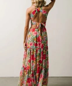 FT Dresses Britt Maxi Dress | Pink + Green Floral Print