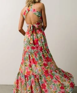 FT Dresses Britt Maxi Dress | Pink + Green Floral Print
