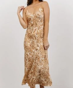 DF Dresses Brix Open Back Maxi Dress | Cream Print