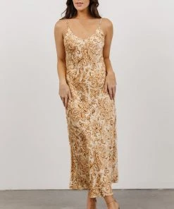 DF Dresses Brix Open Back Maxi Dress | Cream Print