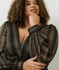 Soi Dresses Bronson Shimmer Gown | Black + Gold