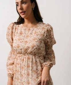 HAY Brooklyn Tiered Midi Dress | Taupe Floral