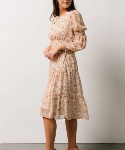 HAY Brooklyn Tiered Midi Dress | Taupe Floral