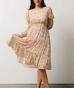 HAY Brooklyn Tiered Midi Dress | Taupe Floral