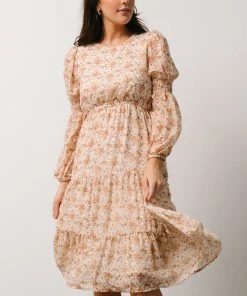 HAY Brooklyn Tiered Midi Dress | Taupe Floral