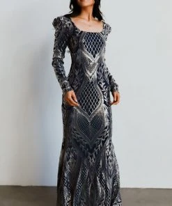 RR Budapest Sequin Gown | Navy + Silver Dresses