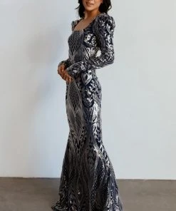 RR Budapest Sequin Gown | Navy + Silver Dresses