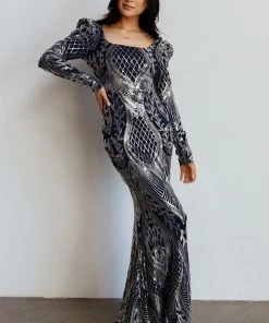RR Budapest Sequin Gown | Navy + Silver Dresses