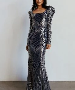 RR Budapest Sequin Gown | Navy + Silver Dresses