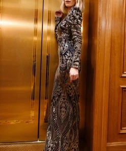 RR Budapest Sequin Gown | Navy + Silver Dresses