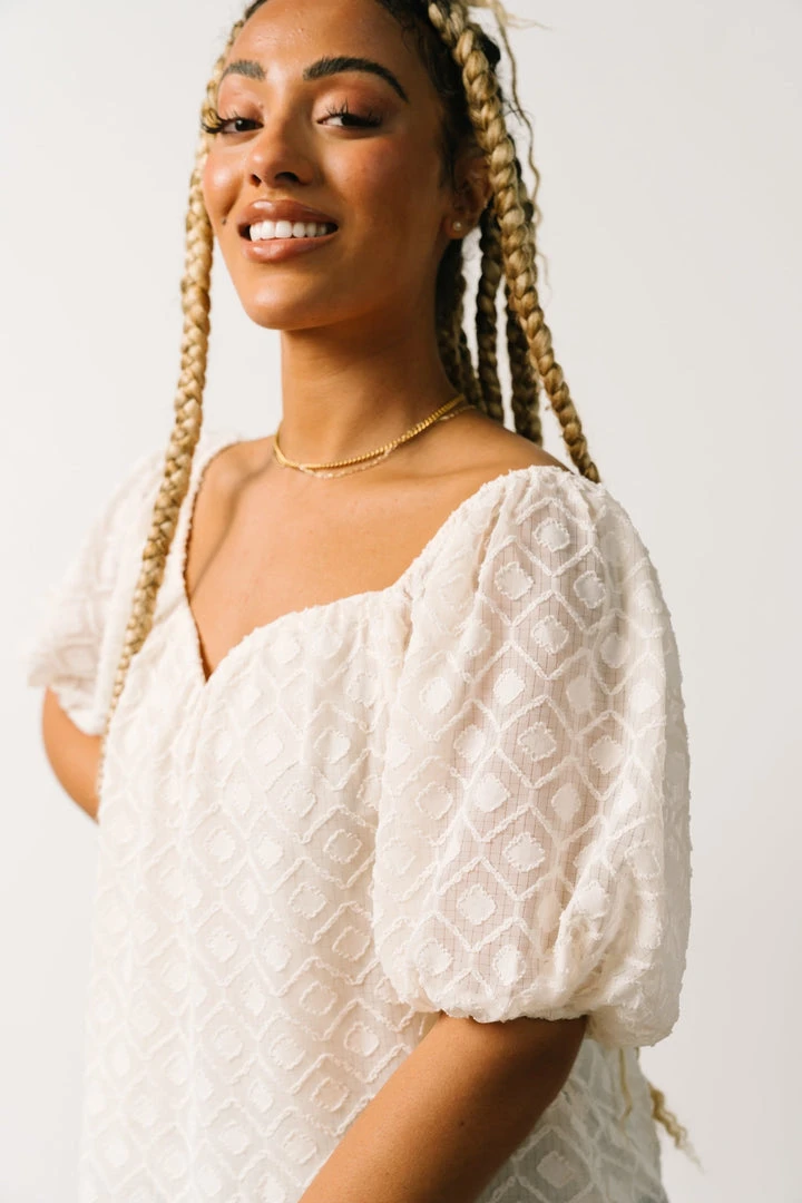 FT Boho Caitlyn Puff Sleeve Sweetheart Top | Ivory 5 FT Boho Caitlyn Puff Sleeve Sweetheart Top | Ivory