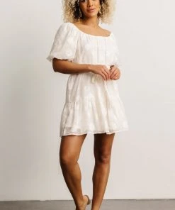 FT Calista Short Dress | Cream Print Dresses