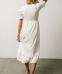 POL Calliope Square Neckline Midi Dress | White