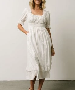 POL Calliope Square Neckline Midi Dress | White