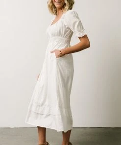 POL Calliope Square Neckline Midi Dress | White