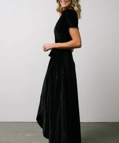 BB Custom Calvin Sparkle Velvet Wrap Dress | Black Dresses