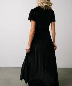 BB Custom Calvin Sparkle Velvet Wrap Dress | Black Dresses