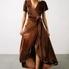 BB Custom Dresses Calvin Sparkle Velvet Wrap Dress | Bronze