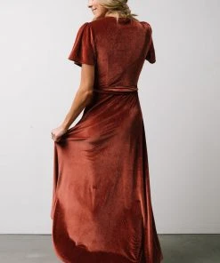BB Custom Dresses Calvin Sparkle Velvet Wrap Dress | Dusty Clay