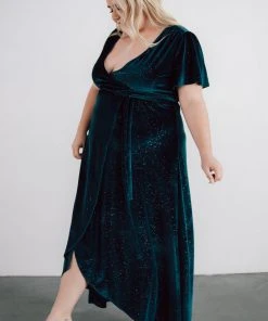 BB Custom Dresses Calvin Sparkle Velvet Wrap Dress | Jade